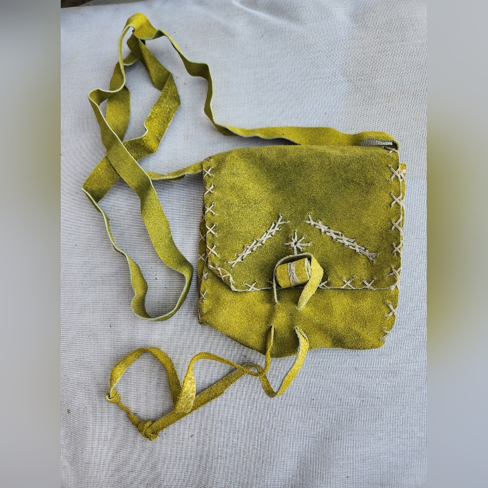 Vintage Artisan Suede Crossbody  Shoulder Bag Boho Western Hippie